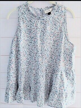 Nwot Universal Thread Light Blue 🩵 Boho Floral Peplum Tank Size XL